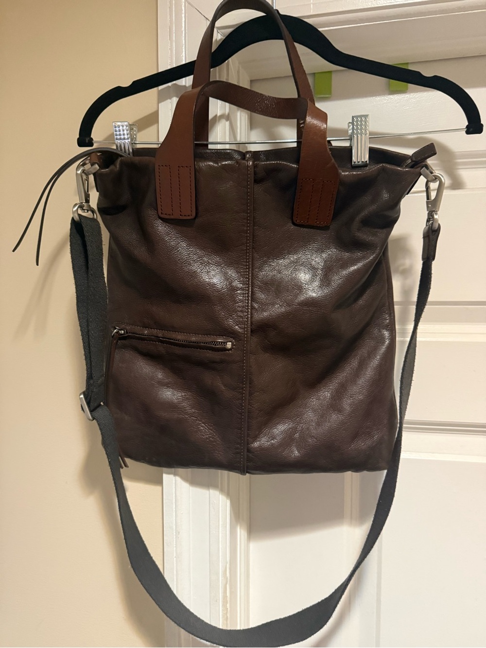 Women’s Christopher Kon Leather Tote/Hand Bag with Adjustable Strap - Brown